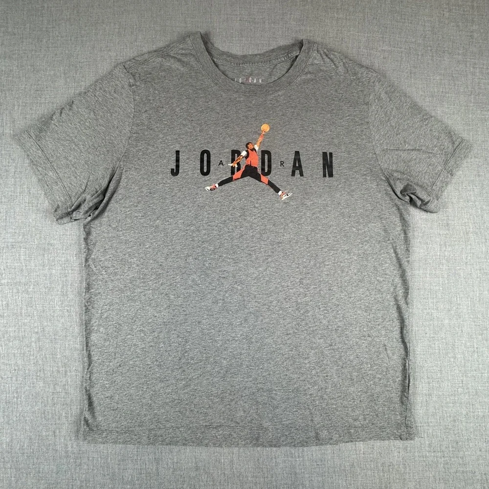 Jordan Shirt Mens XL Gray Jumpman Dunk Graphic Basketball Tee BQ6736-091 NBA